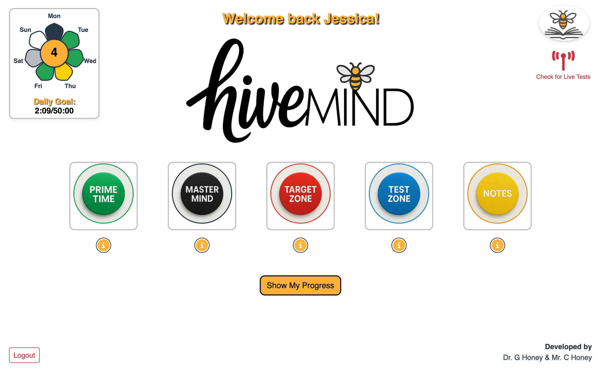 HiveMind student dashboard